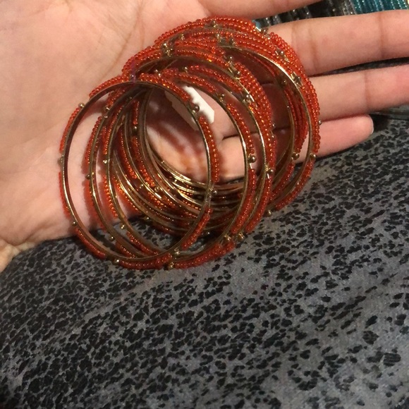 Rust orange and gold bangles - Picture 3 of 3